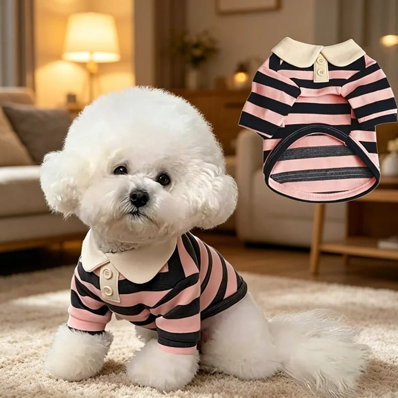 Polo Shirt for Dogs Puppy Clothes Bichon Frise Chihuahua Stripe Dog Sweatshirt Dog Cooling Vest for Small and Medium Dogs