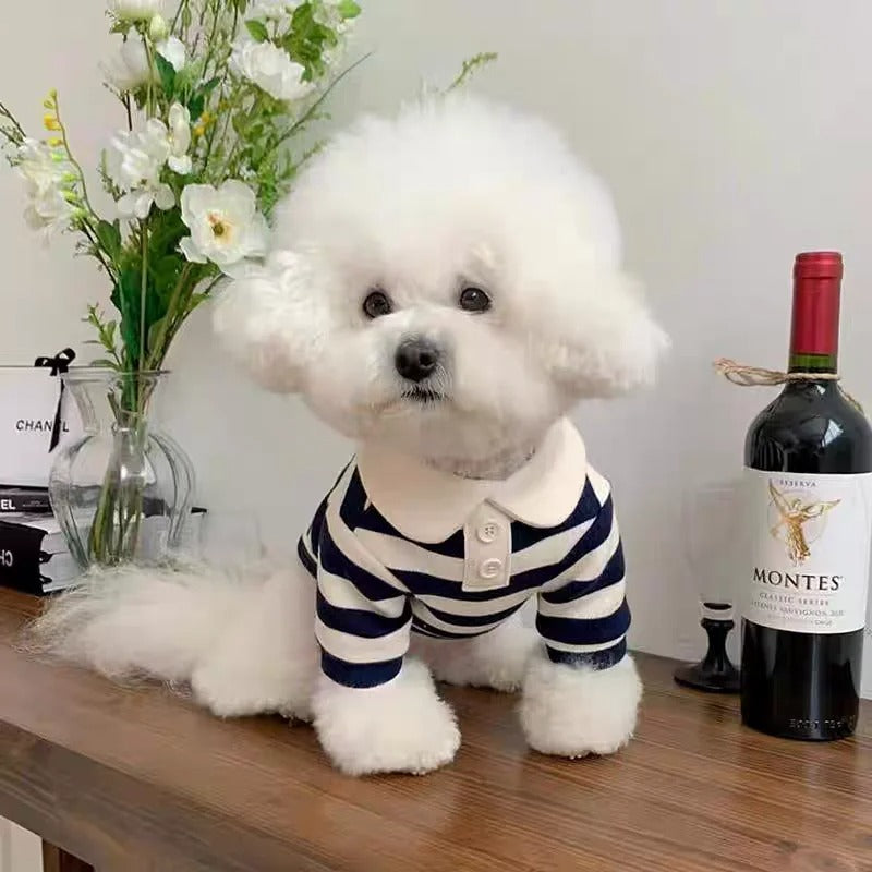 Polo Shirt for Dogs Puppy Clothes Bichon Frise Chihuahua Stripe Dog Sweatshirt Dog Cooling Vest for Small and Medium Dogs