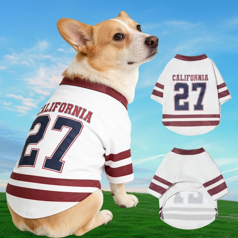 CALIFORNIA 27 Mesh Breathable Dog Jersey Basketball Clothing Teddy Sport Puppy T-Shirts Summer Pet Cat Shirts for Small Dogs