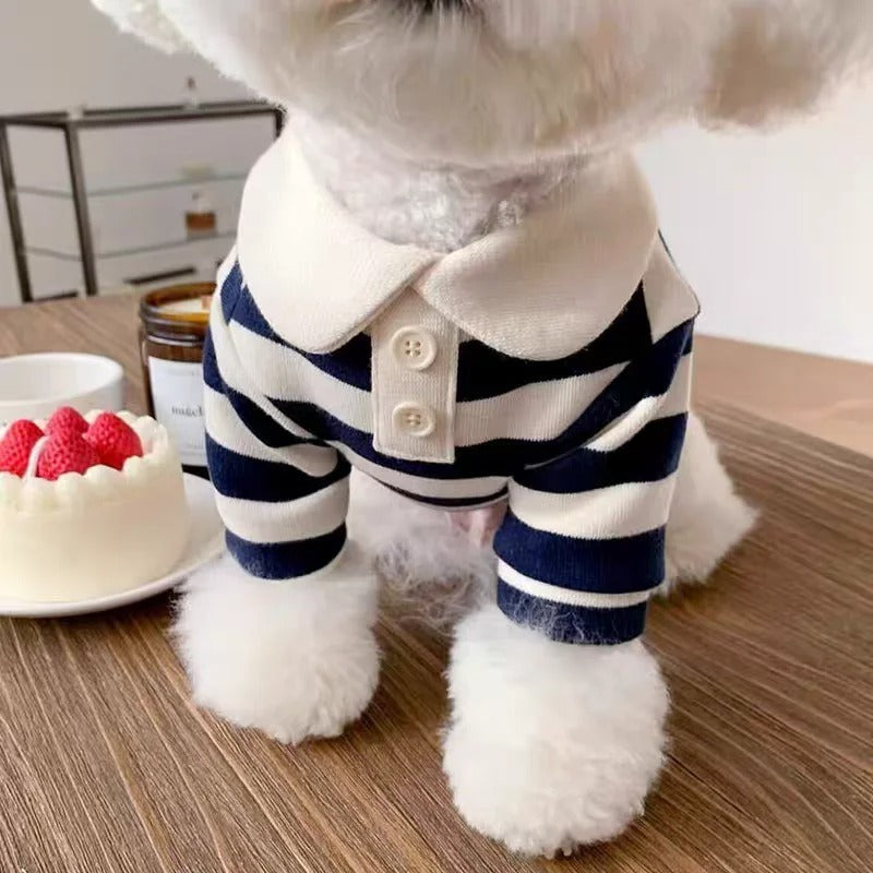 Polo Shirt for Dogs Puppy Clothes Bichon Frise Chihuahua Stripe Dog Sweatshirt Dog Cooling Vest for Small and Medium Dogs