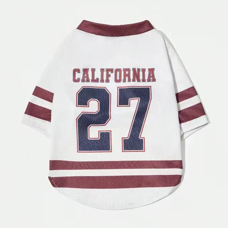 CALIFORNIA 27 Mesh Breathable Dog Jersey Basketball Clothing Teddy Sport Puppy T-Shirts Summer Pet Cat Shirts for Small Dogs