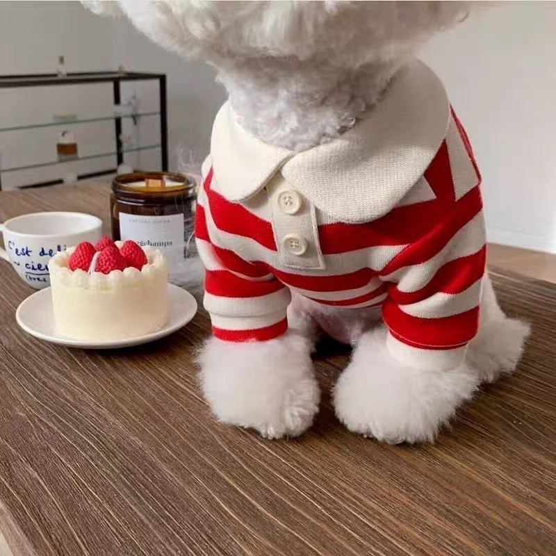 Polo Shirt for Dogs Puppy Clothes Bichon Frise Chihuahua Stripe Dog Sweatshirt Dog Cooling Vest for Small and Medium Dogs