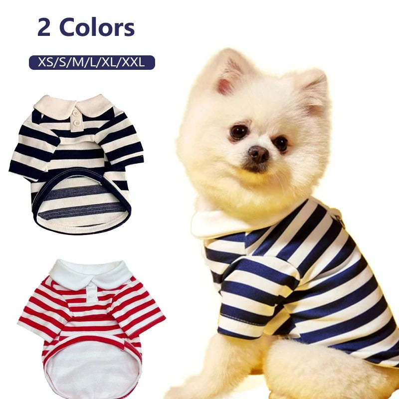 Polo Shirt for Dogs Puppy Clothes Bichon Frise Chihuahua Stripe Dog Sweatshirt Dog Cooling Vest for Small and Medium Dogs