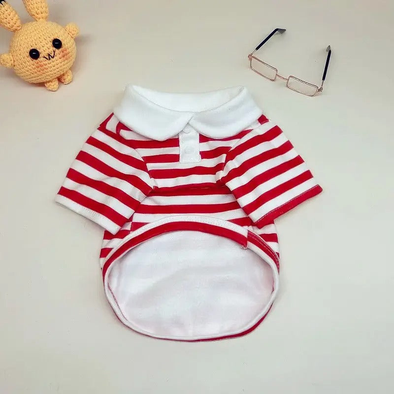 Polo Shirt for Dogs Puppy Clothes Bichon Frise Chihuahua Stripe Dog Sweatshirt Dog Cooling Vest for Small and Medium Dogs